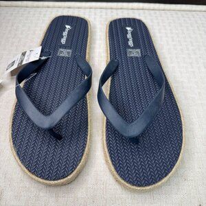 Frogg Toggs Mens Kuba Sandal Size 13 Navy Flip Flops With Jute Sole & Rubber